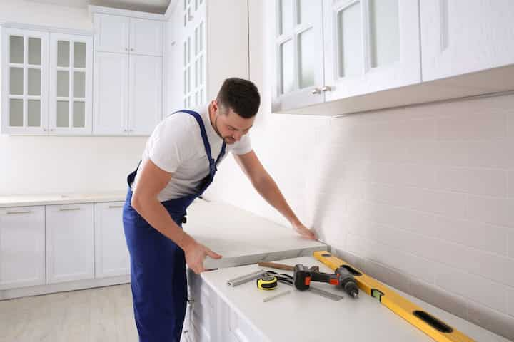 A kitchen countertop made of a durable and stain-resistant material, designed for easy maintenance in Amarillo