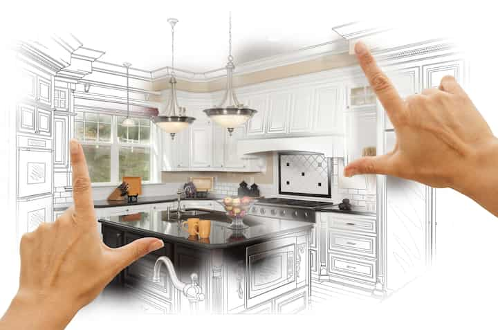 A kitchen renovation design with an open floor plan, featuring a large island and modern appliances in Amarillo